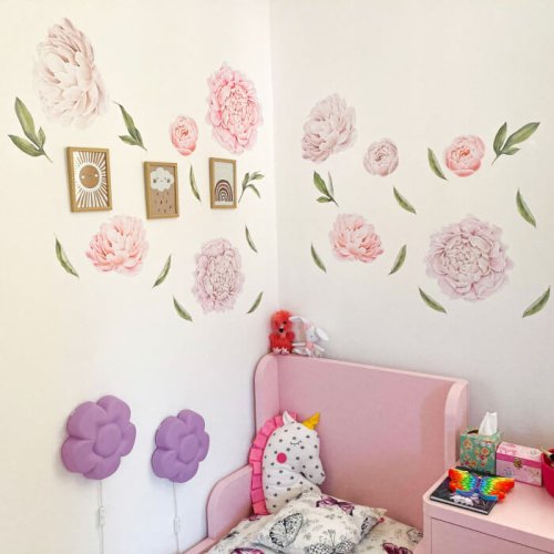 Adesivos de parede - Peônias em tons de rosa - pequenos