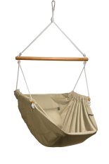 Viseči sprostitveni fotelj bež meliran HOJDAVAK MAXIMUS OUT z blazino, Les Outdoor, Črna vrv