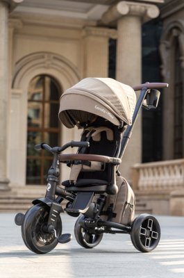 QPLAY Tricicletă Comfo Max Beige, 7 în 1, vârsta 10-72 luni