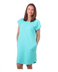 Dames katoenen ruimvallende jurk met zakken Zoe, turkoois