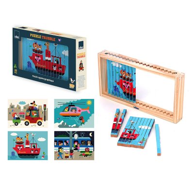 Vilac Puzzle 4D en bois Véhicules