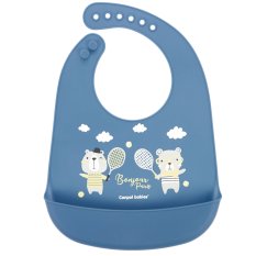 CANPOL BABIES Bavoir en silicone avec poche Bonjour Paris bleu