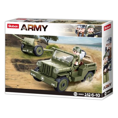 Sluban Army WW2 M38-B0853 Saveznički džip i protuzrakoplovni top