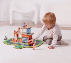 2Kids Toys Estación de bomberos de madera 2 en 1