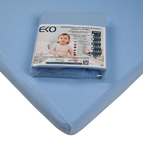 EKO laken waterdicht met rubber jersey blauw 120x60 cm