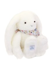 Doudou Lapin en peluche avec foulard blanc 35 cm