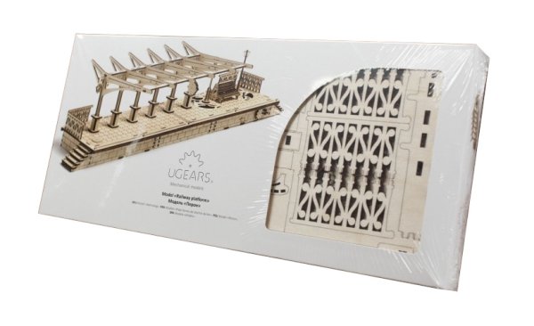 Ugears Puzzle 3D de Madeira Mecânico Plataforma Ferroviária