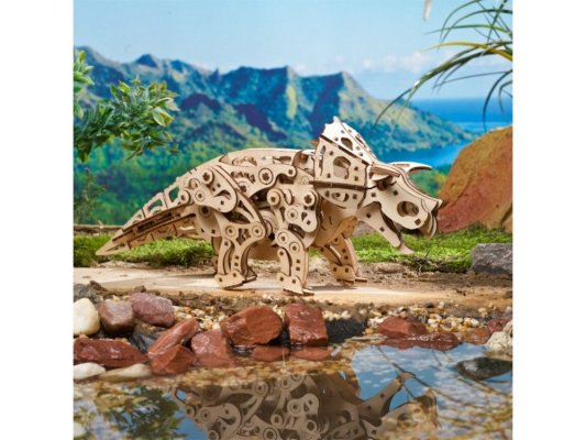 Ugears Puzzle 3D de madera mecánico Triceratops