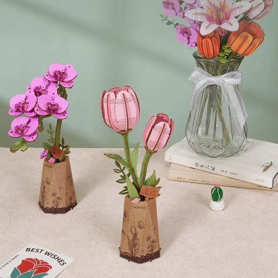 Puzzle 3D en bois Orchidée violette RoboTime