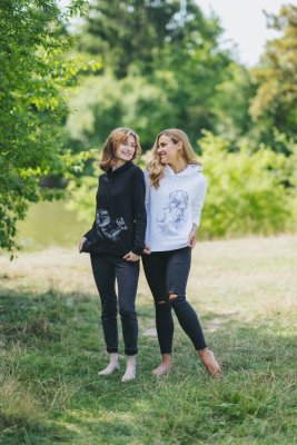 Voedingssweater Monkey Mum® wit - liefhebbende moeder, 2e kwaliteit - maat L