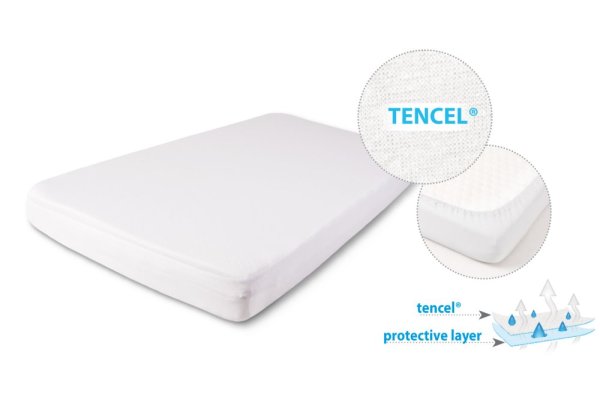 BABYMATEX Lakan vattentät med Tencel gummi 70x140 cm vit