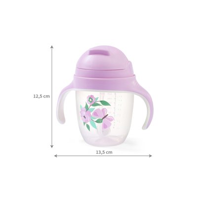 BABYONO Kubek edukacyjny ze słomką Motyl 6m+