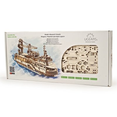 Ugears 3D trätmekaniska pussel Forskningsfartyg