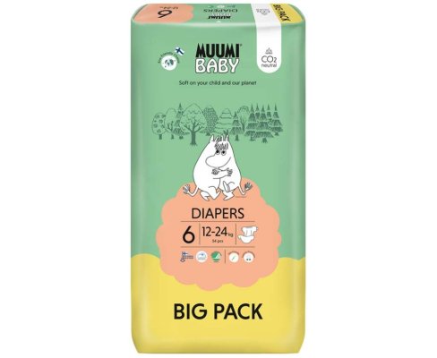 MUUMI Baby 6 Junior 12-24 kg (54 Stück), Öko-Windeln