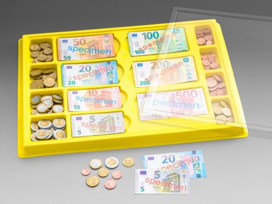 Wissner Caixa registadora de plástico com notas e moedas de euro