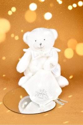 Doudou Dárková sada Plyšový medvídek s dečkou 30 cm béžový
