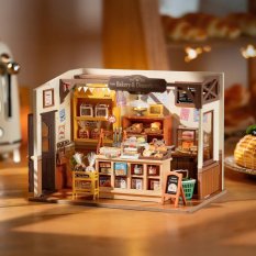 RoboTime Puzle 3D de madera, miniatura de casa de muñecas, Panadería