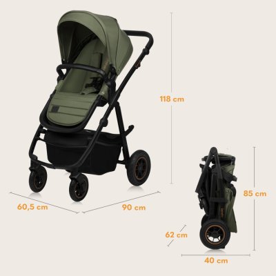 LIONELO Kočárek kombinovaný Amber Plus 3v1 Green Forest