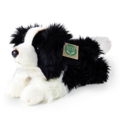 Rappa Plush Border Collie Dog Lying 30 cm ECO-FRIENDLY