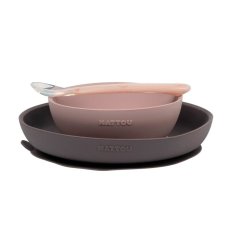 NATTOU Set de repas silicone 3 pcs violet-rose sans BPA