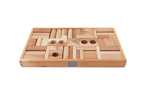 Wooden Story Kocke v leseni škatli - 54 kom - Naravne