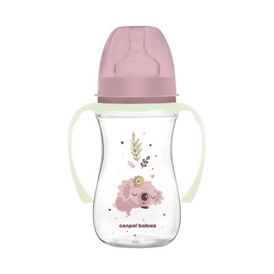 CANPOL BABIES Anti-Kolik-Flasche mit leuchtenden Griffen EasyStart Sleepy Koala 240 ml rosa