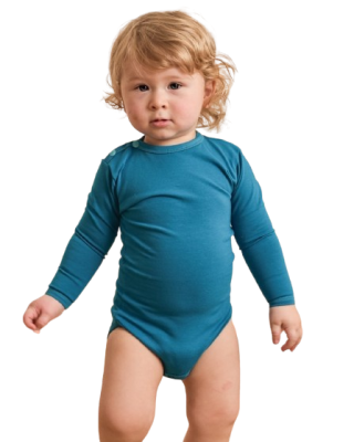 Baby body met lange mouwen - donker turquoise - maat 56 of 68
