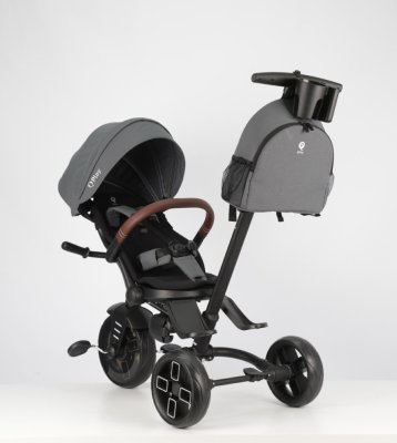Rowerek trójkołowy QPLAY Comfo Max Grey, 7w1, wiek 10-72 miesiące