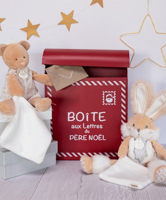 Doudou Set de regalo - Conejito de peluche con mantita de 31 cm beige