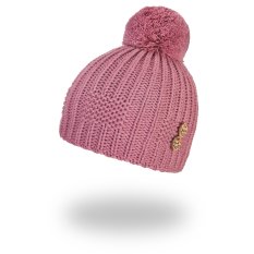 Gorro de punto con pompón, botones Outlast ® - rosa antiguo