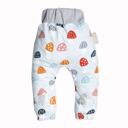 Pantaloni softshell pentru copii cu membrană Monkey Mum® - Ciuperci colorate