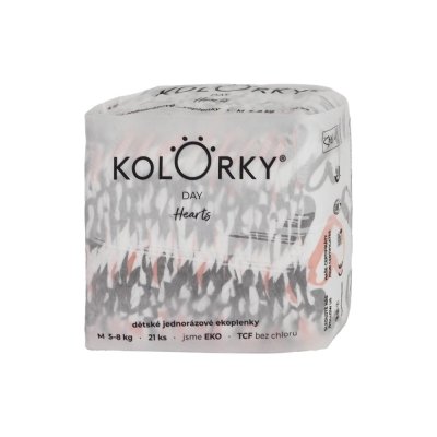 KOLORKY DAY Windeln Einweg Öko, Herz M (5-8 kg) 21 Stk