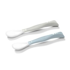 BABYONO Cuillères flexi 2 pcs gris/bleu pastel