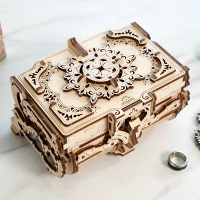 Ugears Drewniane Puzzle Mechaniczne 3D Antyczna Szkatułka na Biżuterię