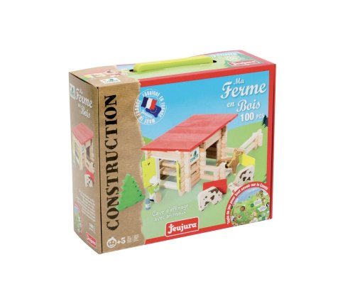 Jeujura Jeu de construction en bois 100 pièces Ranch Country