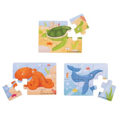Bigjigs Toys Puzzle 3w1 Morskie zwierzątka