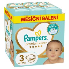Pañales desechables PAMPERS Premium Care talla 3 (200 uds) 6-10 kg - paquete mensual