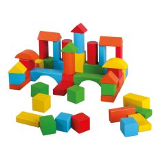 Detoa Jeu de construction en bois cubes 50 pièces