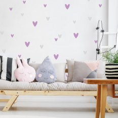 Wall Stickers for Girls - Purple Hearts for Girls Wall Sticker Removable