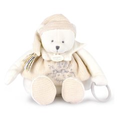 Doudou Zestaw upominkowy Pluszowy miś polarny z kółkiem 30 cm beżowy
