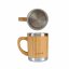 Cană de cafea și ceai din oțel inoxidabil cu perete dublu, cu suprafață din bambus, 280 ml