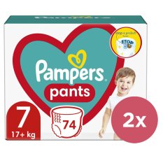 2x Calças PAMPERS Cuecas Fraldas Descartáveis 7 (17 kg+) 74 un - MEGA PACK