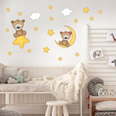 Children's wall stickers - Teddy bears with stars and moon