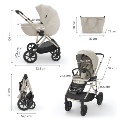 KINDERKRAFT Kombikinderwagen 3in1 Prime 3 Sand Dune