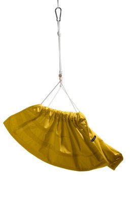 Viseča gugalna blazina gorčična HOJDAVAK MAXI s blazino, Črna vrv - notranja tkanina