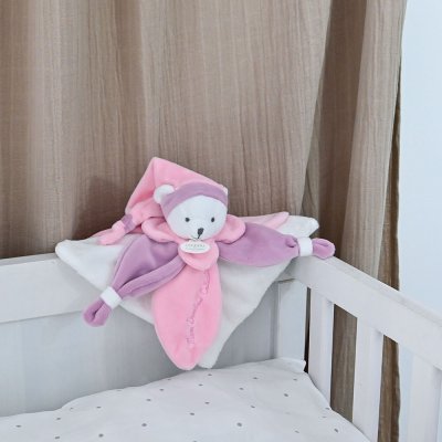 Coffret cadeau Doudou - lange en peluche ours rose 24 cm