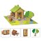 Jeujura Jeu de construction en bois 85 pièces Maisonnette en duplex