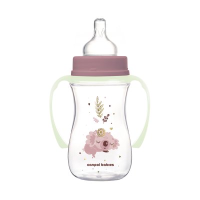 CANPOL BABIES Anti-Kolik-Flasche mit leuchtenden Griffen EasyStart Sleepy Koala 240 ml rosa