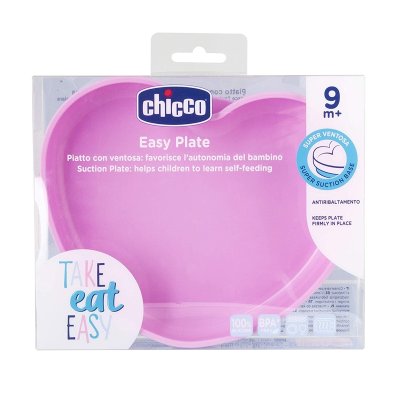 CHICCO Plate szilikon szív, rózsaszín 9m+