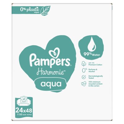 PAMPERS Chusteczki nawilżane Harmonie Aqua Plastic Free 24x48 szt